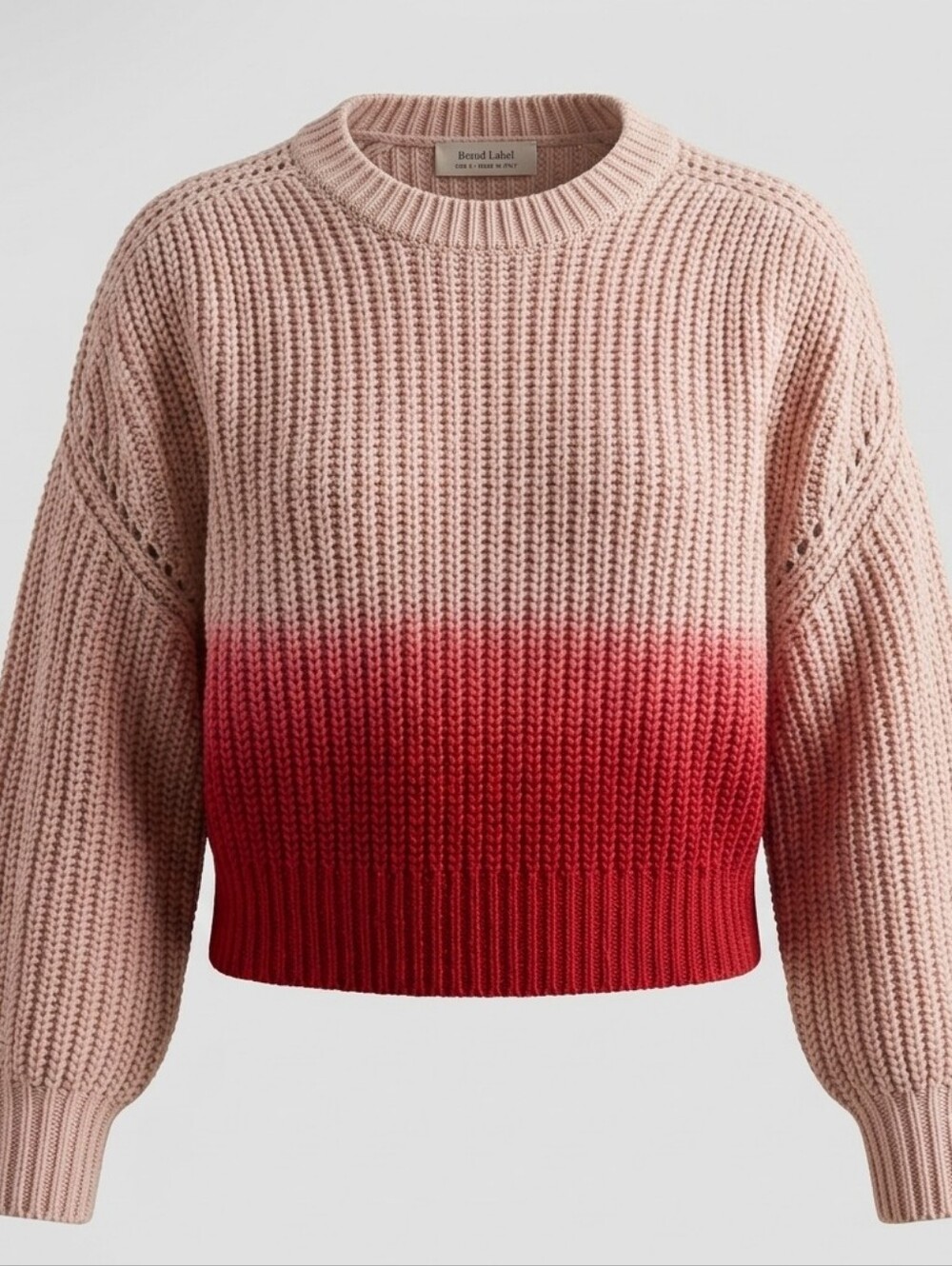 Cloth Dip Dye Blush Pink Red Women's Casual Cropped Two Tone Sweater Size L